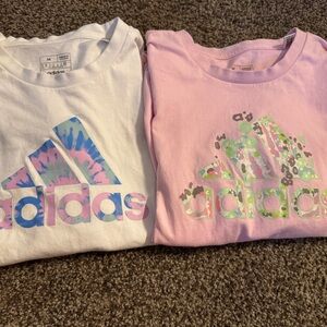 Adidas Ladies White and Pink Graphic Tees Never Worn Size M